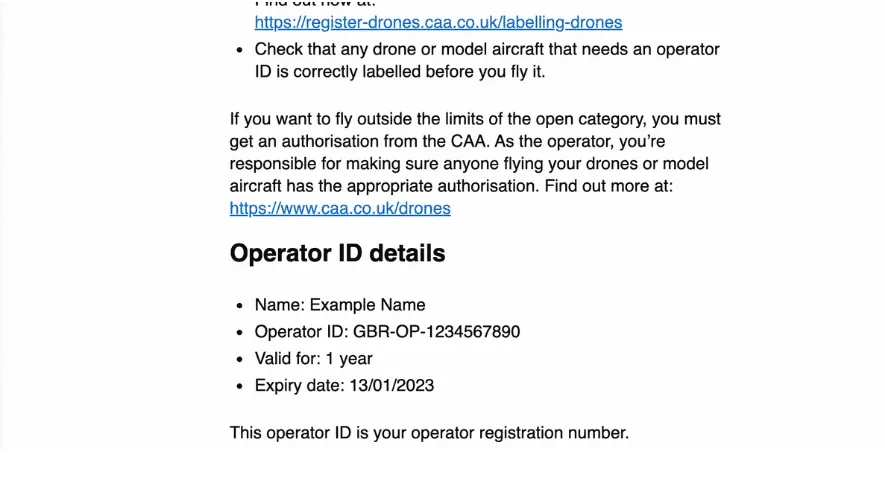 how to get drone operator ID UK 2023