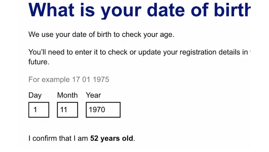input date of birth