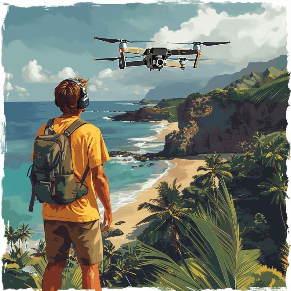 man flying dji drone in hawaii on holiday 1 1 11zon