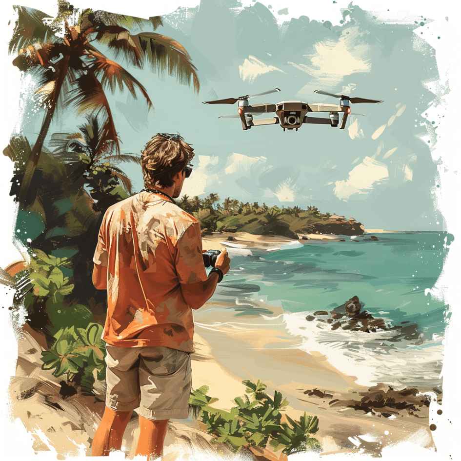 man flying dji drone in hawaii on holiday 2 11zon